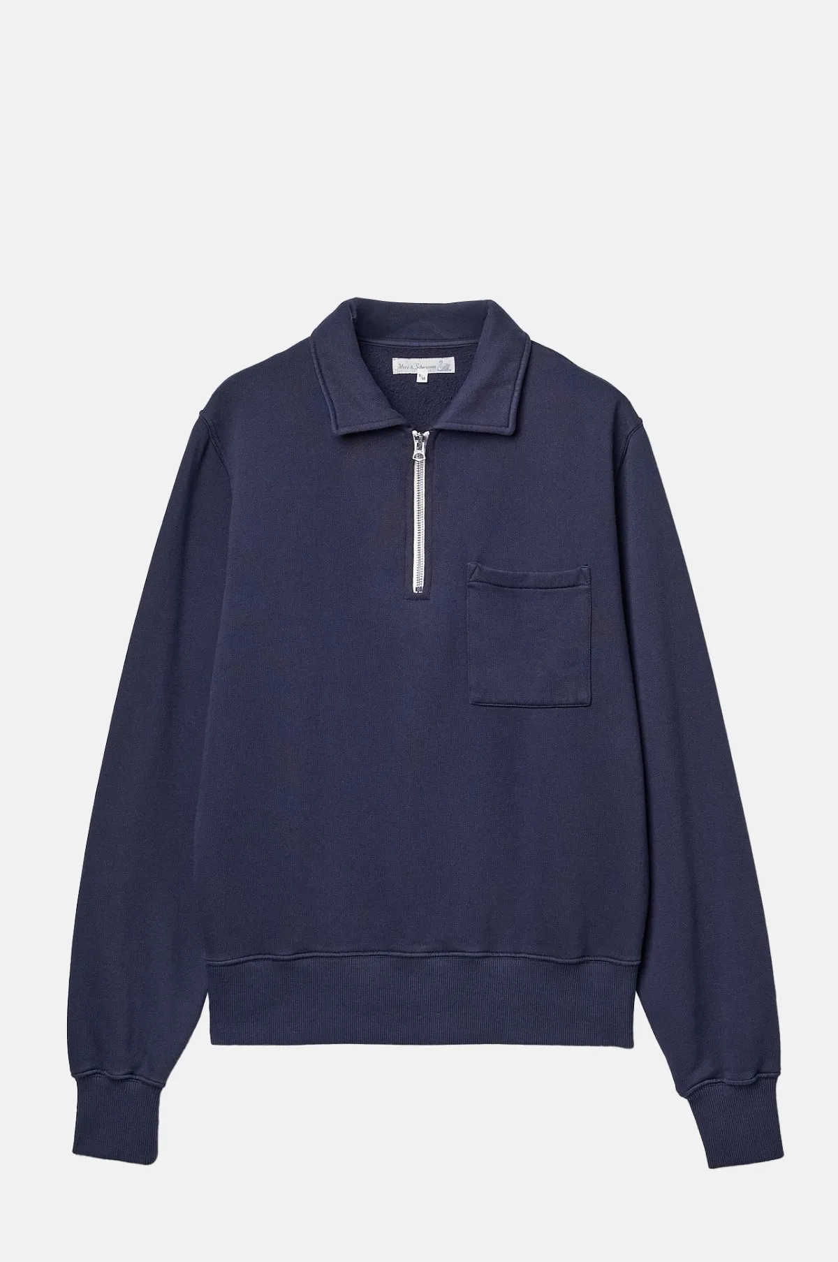 Zip Collar Sweatshirt Denim Blue