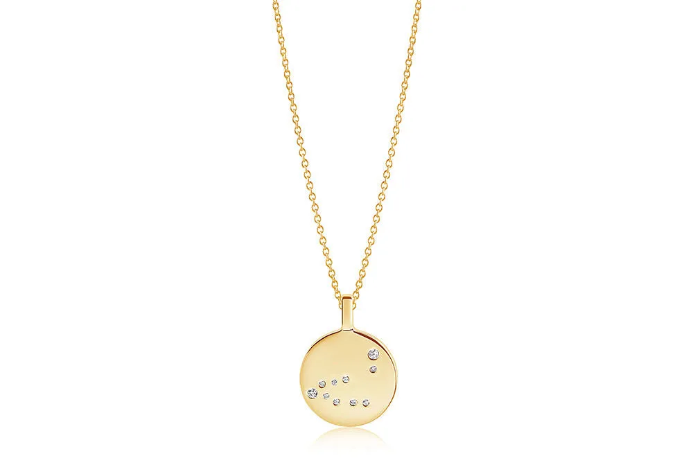 Zodiaco Capricorn Gold Plated Necklace w. White Zirconias